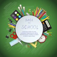 Back to school background with supplies tools N2