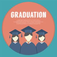 Group of Students In Graduation Gown And Mortarboard Vector Illu