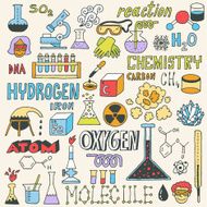 Chemistry Hand drawn Vector illustration Colorful N2