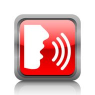 Speaking icon on a square button - RubyRedSeries