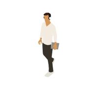 Man walking with notebook illustration