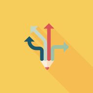 pencil ribbon arrow flat icon with long shadow eps10 N2