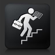 Black Square Button with Businessman Reading Icon