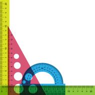 Ruler protractor and triangle with transparency effect