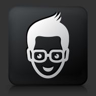 Black Square Button with Student Icon