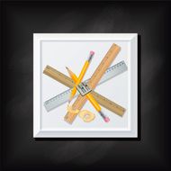 Black Chalkboard Background With a Square Icon And Ruler