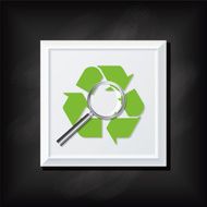 Recycling Arrow and Magnifying Glass On A Square Blackboard Icon
