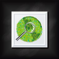 Leaf Globe and Magnifying Glass On A Square Blackboard Icon