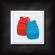 Backpacks On A Square Blackboard Icon