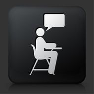 Black Square Button with Student Talking Icon