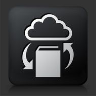 Black Square Button with Book Cloud Computing Icon