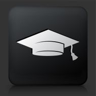 Black Square Button with Graduation Cap