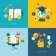 Set of flat design icons for education N2