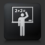 Black Square Button with School Blackboard