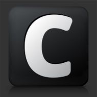 Black Square Button with Letter C