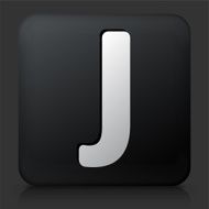 Black Square Button with Letter J
