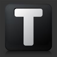 Black Square Button with Letter T