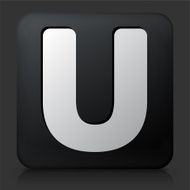 Black Square Button with Letter U