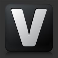 Black Square Button with Letter V
