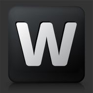 Black Square Button with Letter W