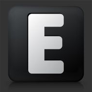 Black Square Button with Letter E