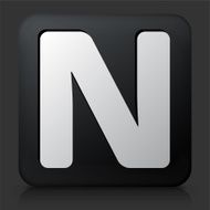 Black Square Button with Letter N