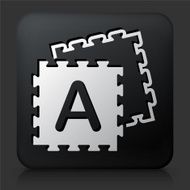 Black Square Button with Alphabet Puzzle Icon