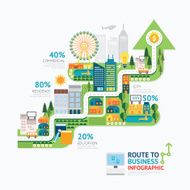 Infographic business arrow shape template design route to success