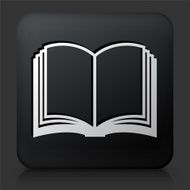 Black Square Button with Open Book Icon N2