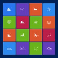 Draw flat Color style Business Graph icon vector set