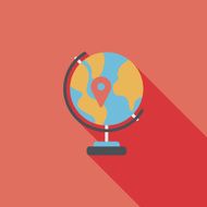 globe icon flat icon with long shadow N5