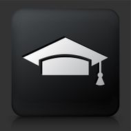 Black Square Button with Graduation Hat Icon