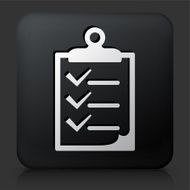 Black Square Button with Clipboard Checklist