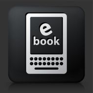 Black Square Button with E Book Icon