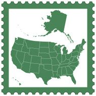 USA map on stamp