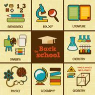 Set of flat education icons