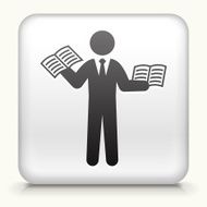 Square Button with Businessman &amp; education