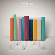 education infographic design with colorful books
