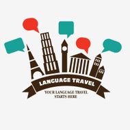 World landmarks with speech bubbles Famous monuments vector illustration