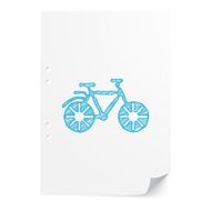 Blue handdrawn Bicycle illustration on white paper sheet with co N2