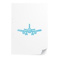 Blue handdrawn Airplane illustration on white paper sheet with c N2