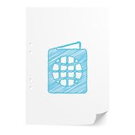 Blue handdrawn Passport illustration on white paper sheet with copy N2