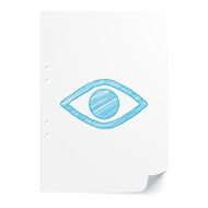 Blue handdrawn Eye Sight illustration on white paper sheet with N2