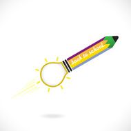 Creative pencil and light bulb icon