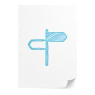 Blue handdrawn Road Signs illustration on white paper sheet with N2