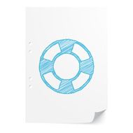 Blue handdrawn Life Buoy illustration on white paper sheet with N2