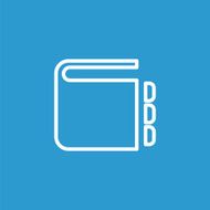 notepad outline icon isolated white on the blue background N2