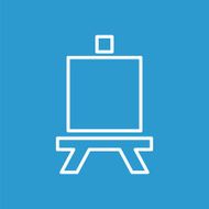 easel outline icon isolated white on the blue background N2