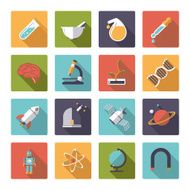 Square science and research icons vector set