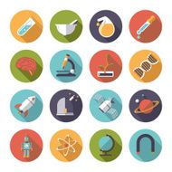 Circular science and research icons vector set